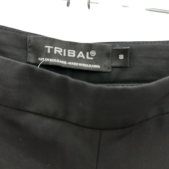 Tribal Black On Black Striped 2 Pocket Side Zip Wide Straight Leg Curvy Womens 8 - Picture 14 of 15